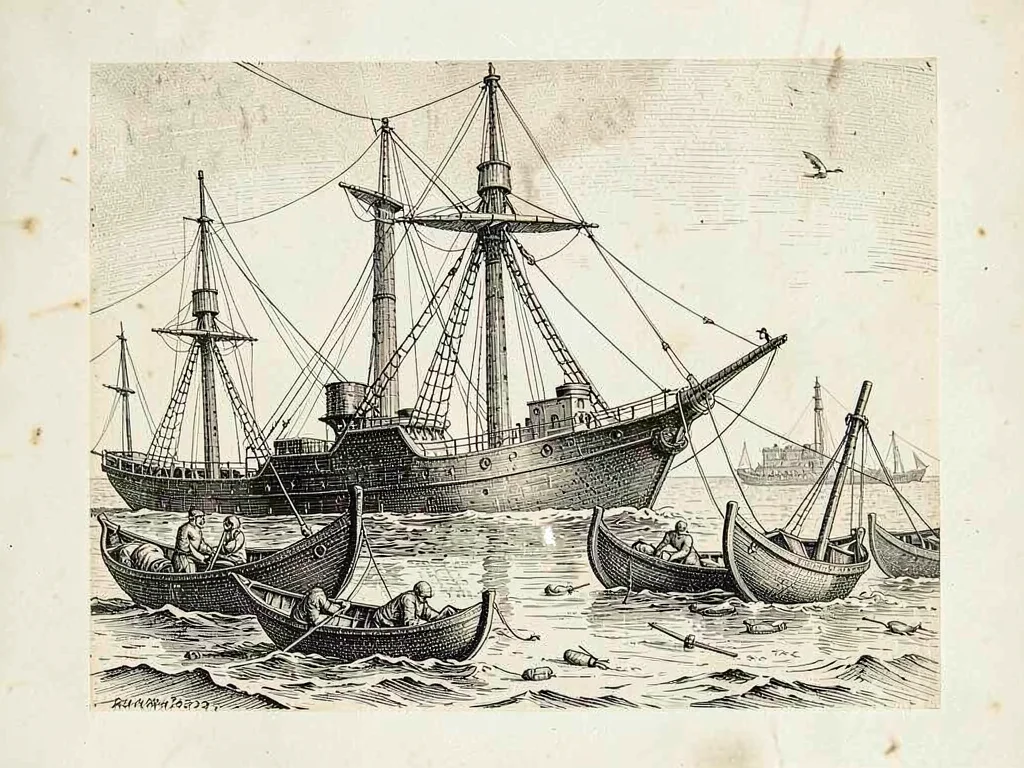 Scrimshaw whaling scene