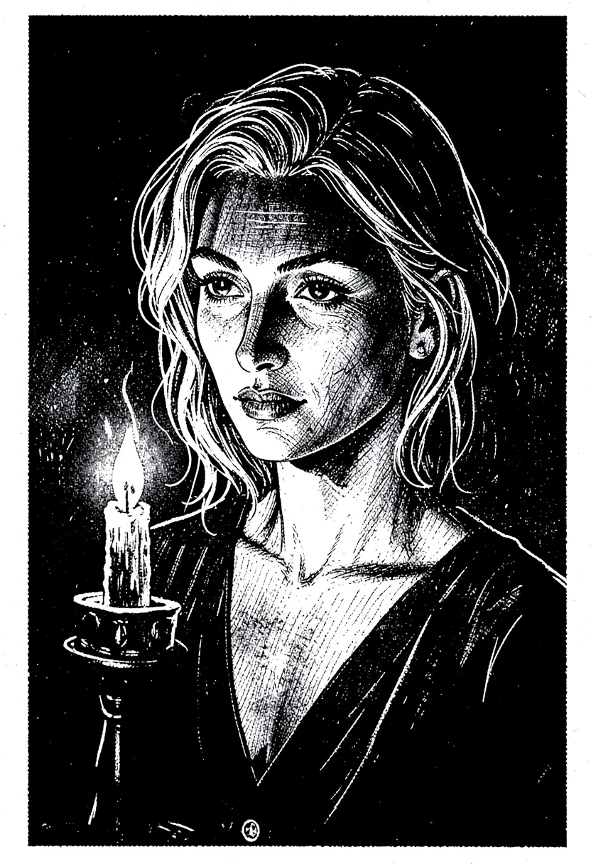 Candlelit portrait scratchboard