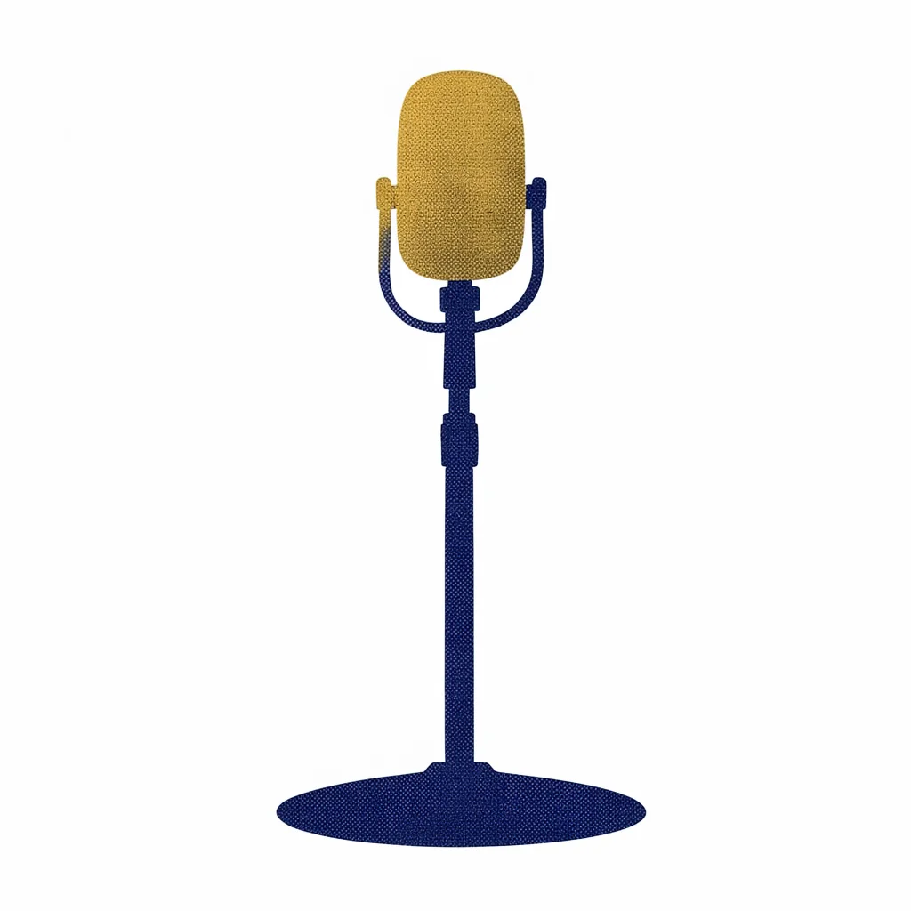 silhouette of a single classic-microphone-stand with cross-bar in mustard and in