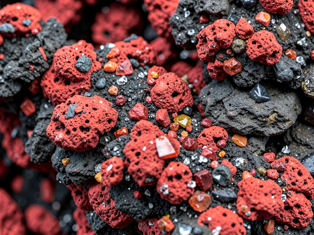 Red scoria texture showing oxidized iron
