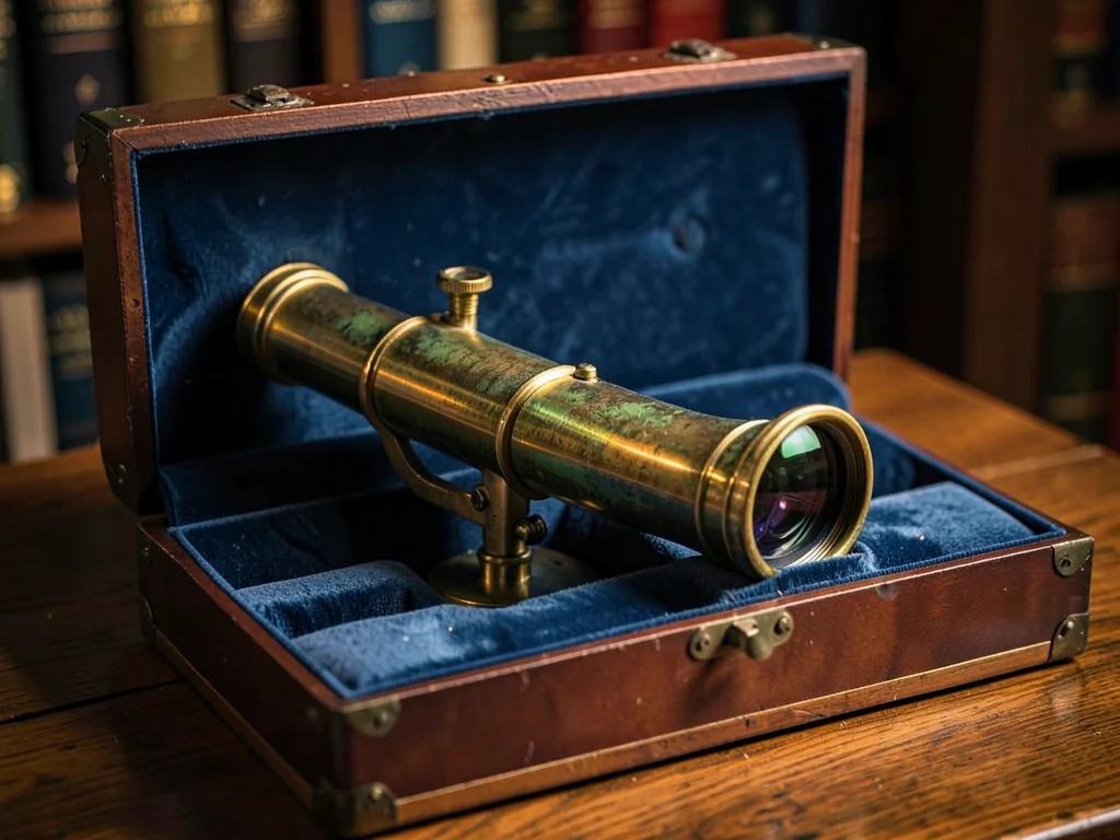 Brass Refractor Telescope Velvet-Lined Case Open