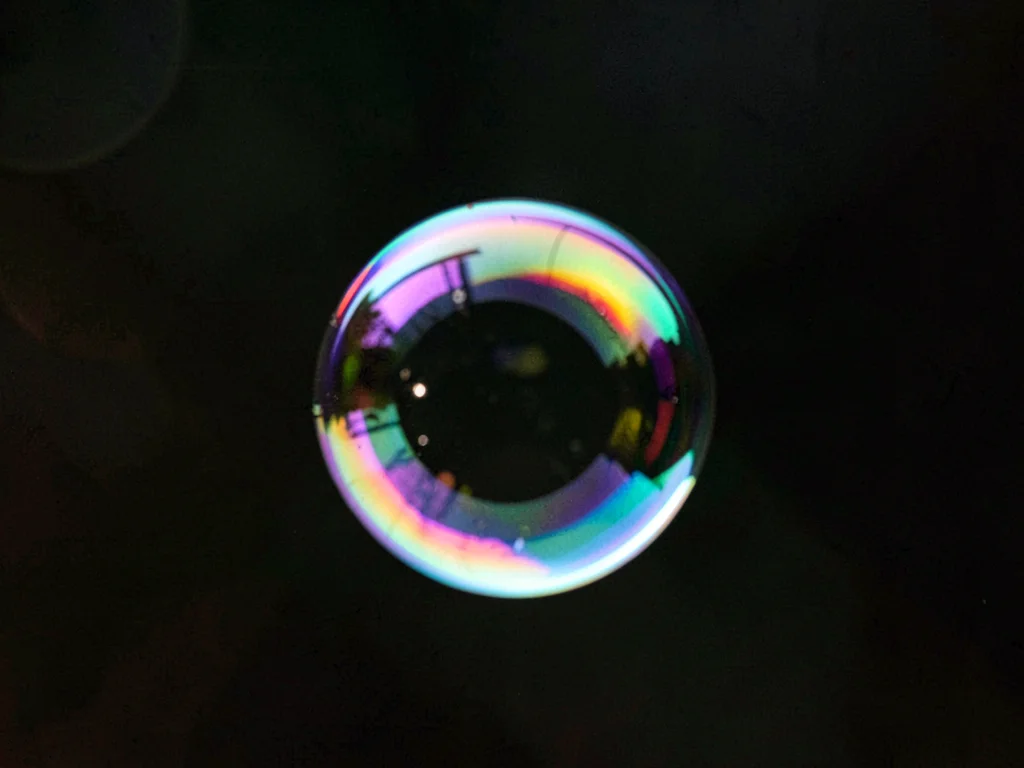 Single bubble against dark background