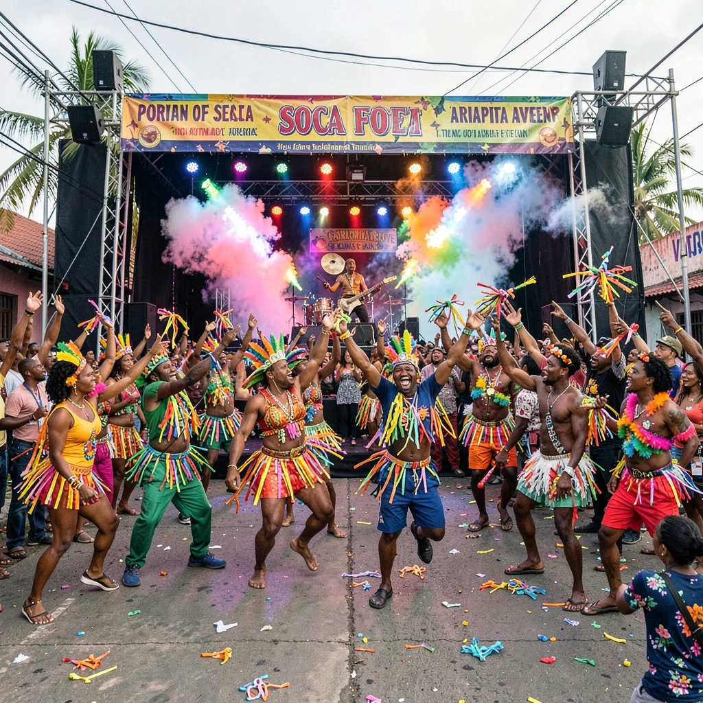 Carnival saturation explosion in Port of Spain, Trinidad, Soca fete at Ariapita 
