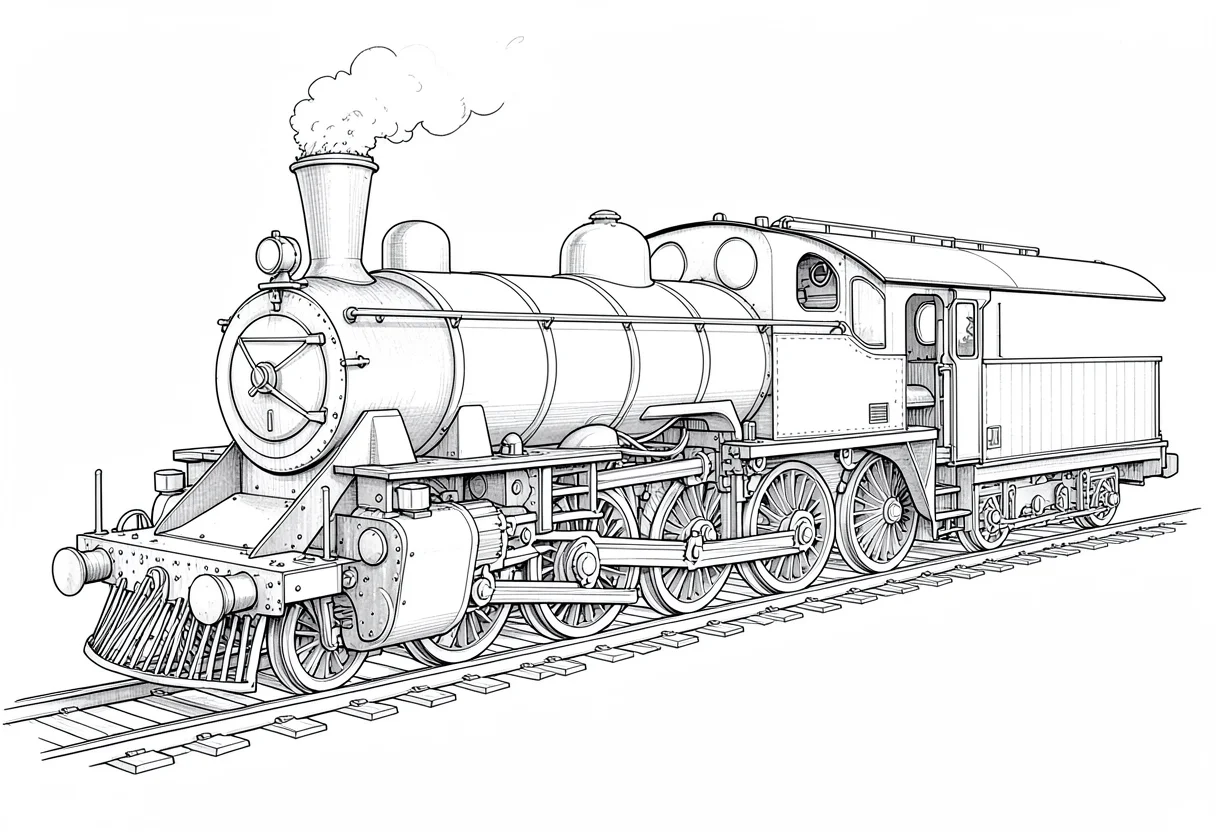 Steam locomotive cutaway technical
