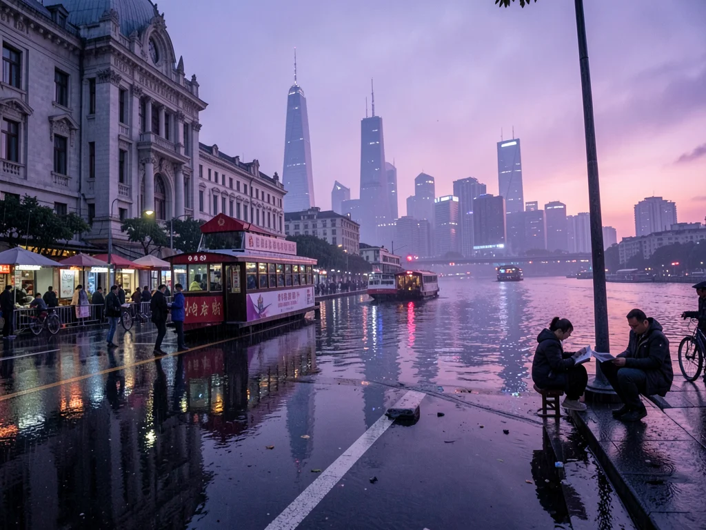 Huangpu River ferry at dawn