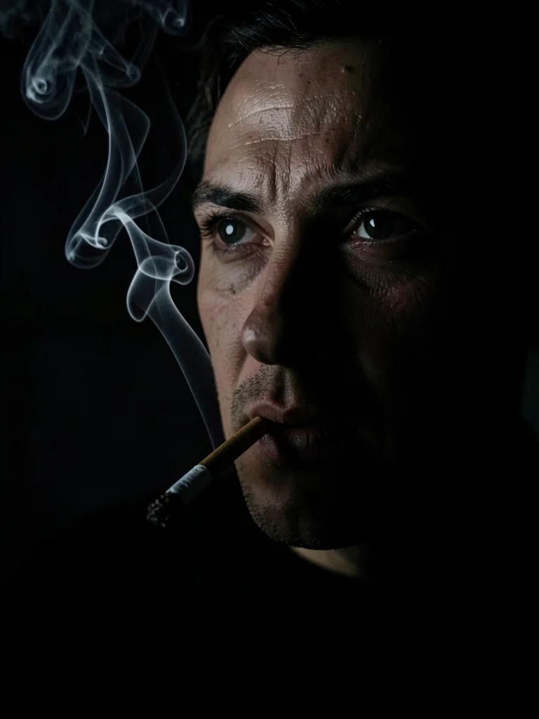 Smoke curling from cigarette