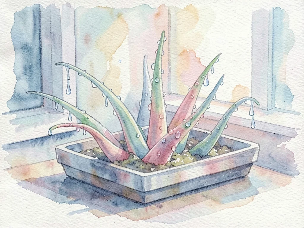 Quiet washy interior of a sundew tray under cool morning light, dewdrops on ever