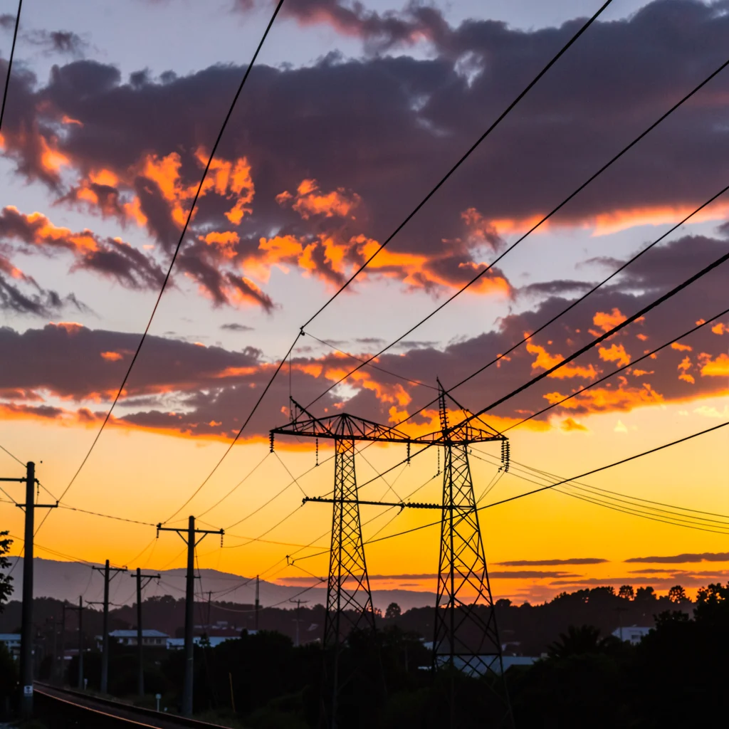 Power lines sunset