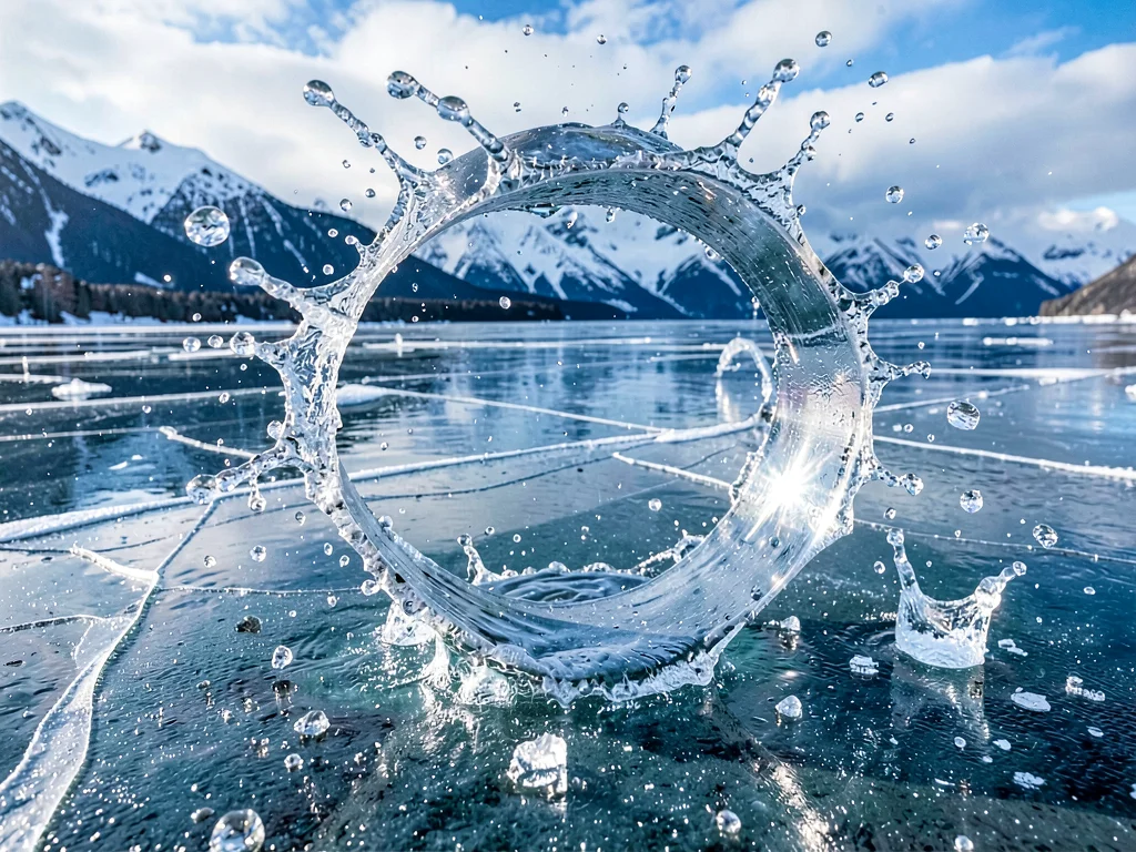 Bubble frozen at moment of rise creating ellipse