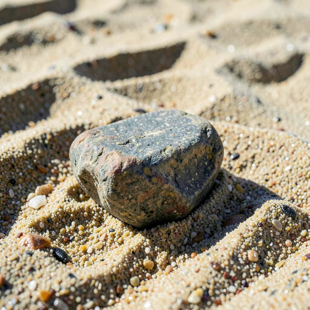 Stone on raked sand