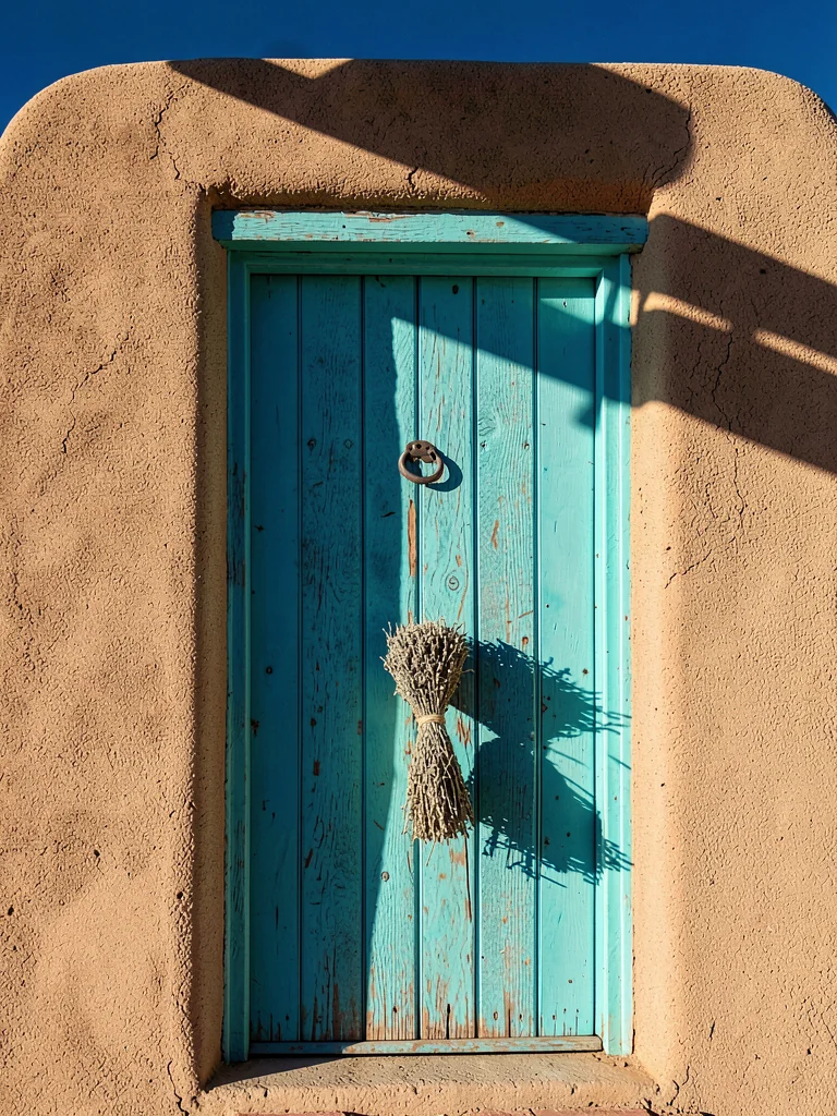 Weathered Turquoise Door Portrait
