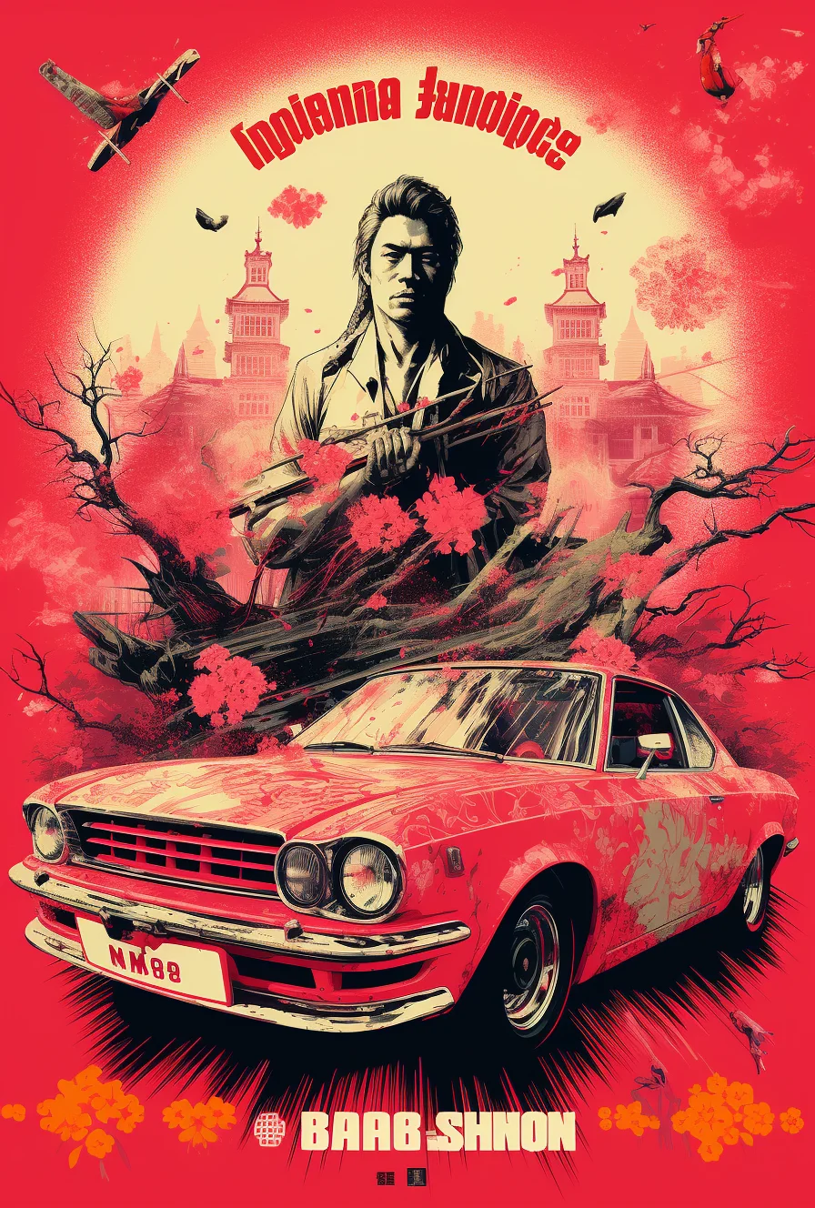 Movie poster of a Quentin Tarantino movie. Neon Tokyo