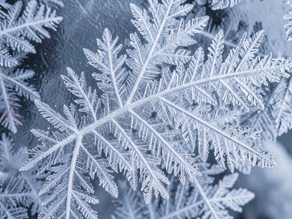Frost feathers showing secondary branching at each arm