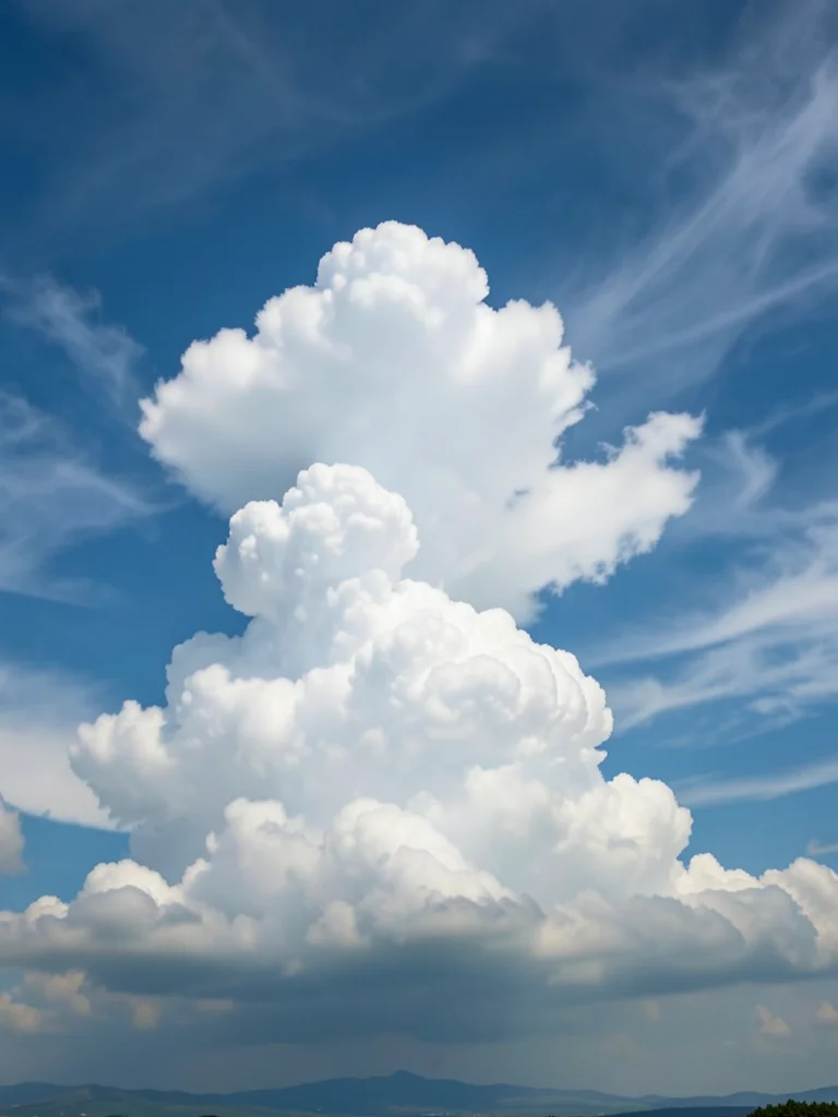 Pileus cloud cap sitting on top of a rising cumulus tower — smooth lens draped o