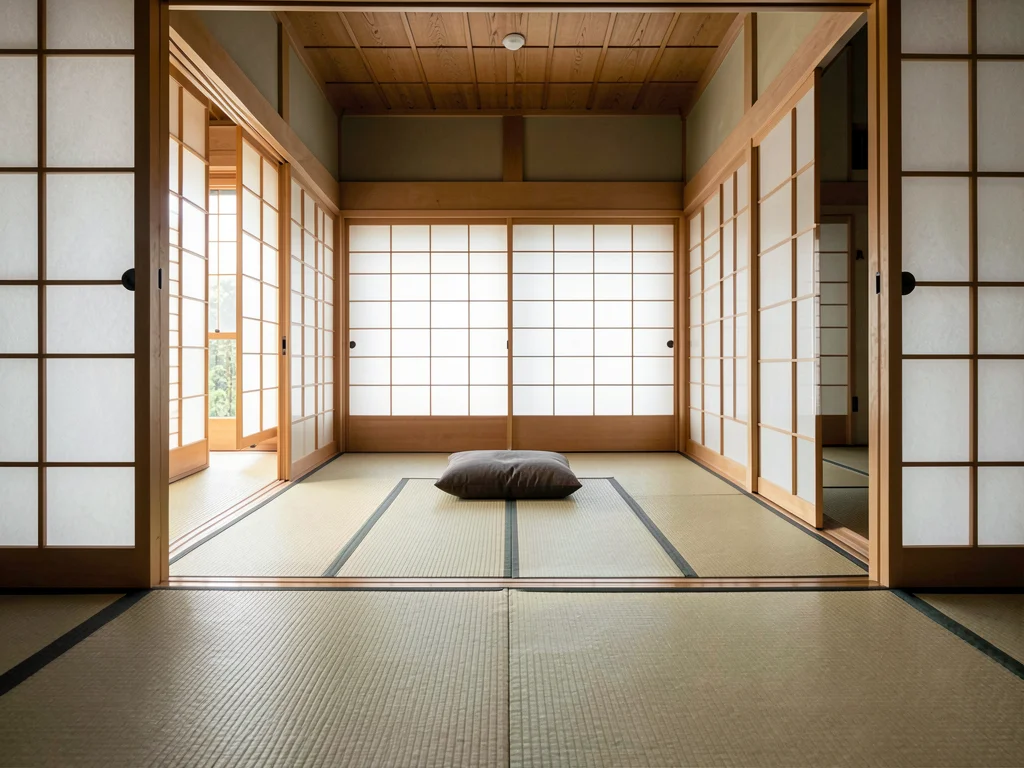 Eight-Tatami Room Through Open Fusuma