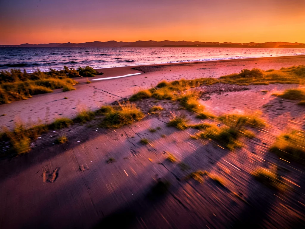 Sunset pan creating gradient streaks