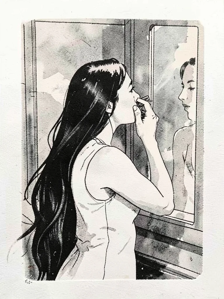 Woman brushing hair