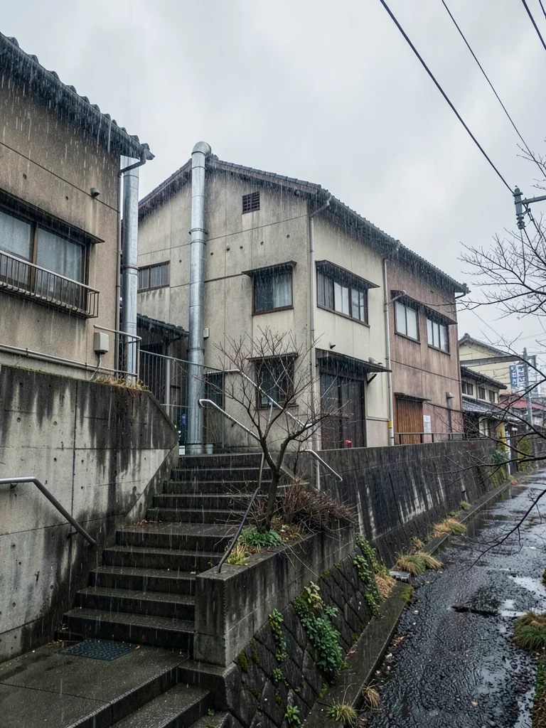 Machiya backside rain