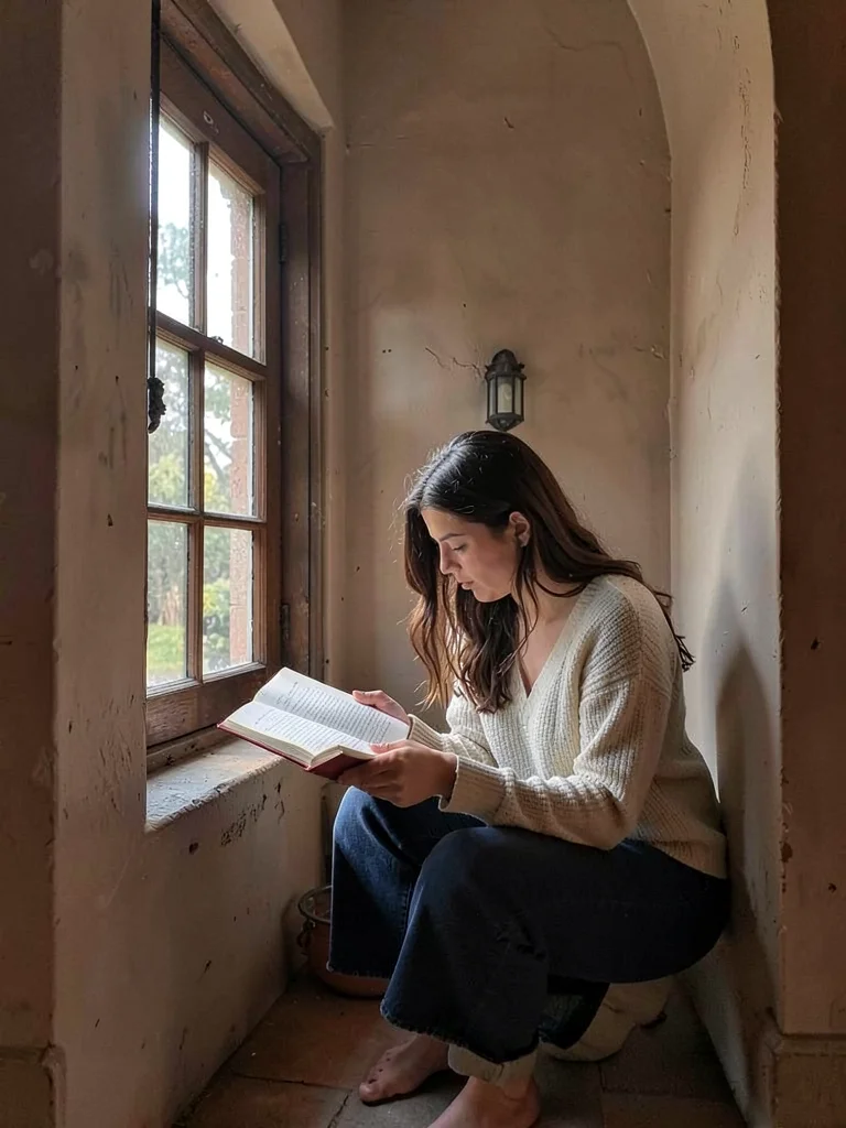 Reading in window alcove