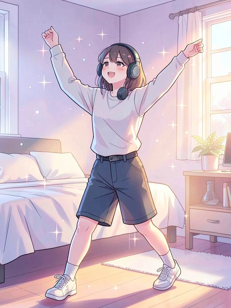 Dancing alone with headphones