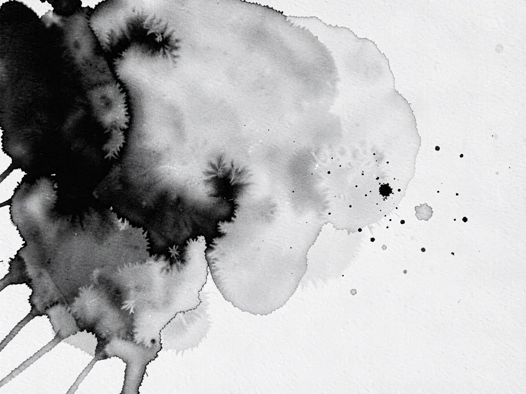 Thin ink wash creating atmosphere