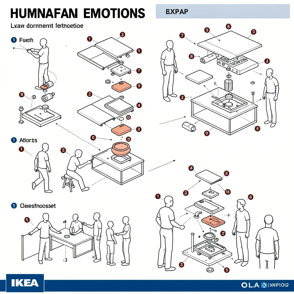 Exploded view diagram of human emotions with numbered component parts