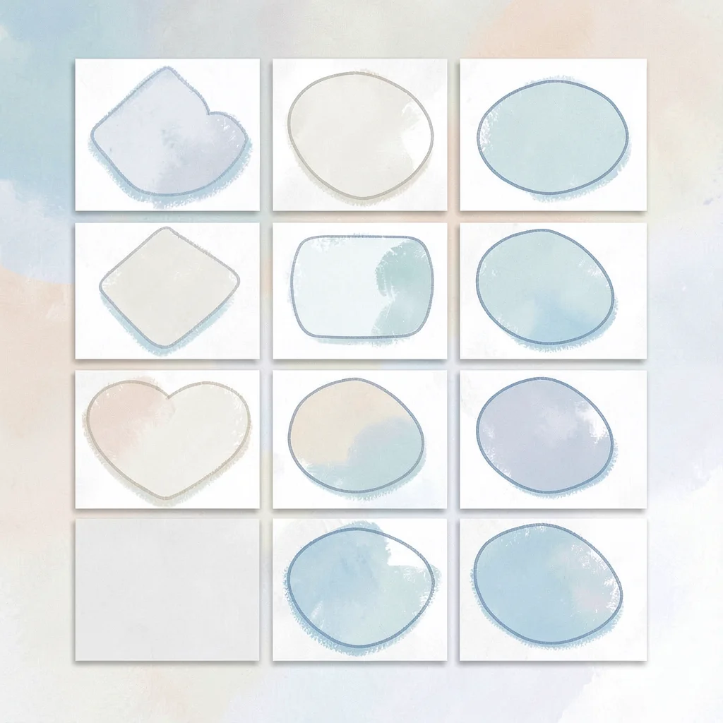 Flat ui-frame composition of an abstract title-safe layout grid with shape place