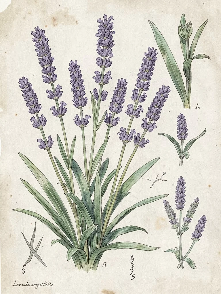 Lavandula angustifolia botanical illustration
