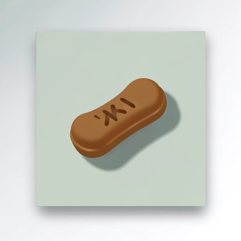 Catalog square of a single biscuit-shaped treat on a sage flat, soft wraparound 