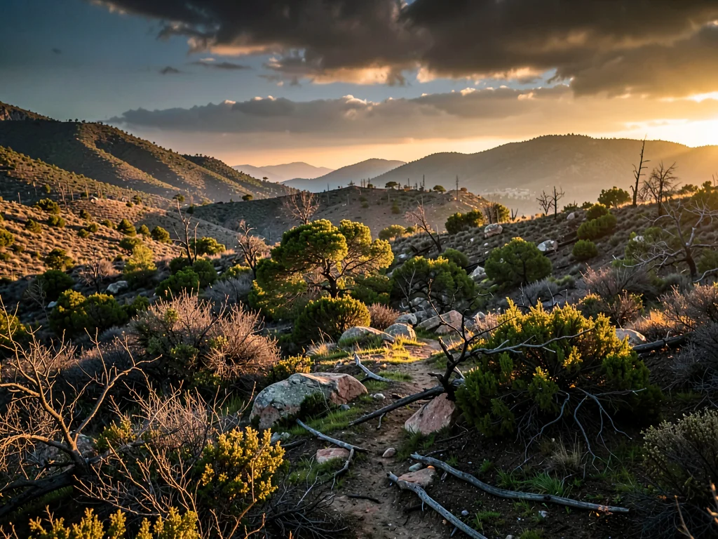 Recovery landscape in dramatic afternoon light