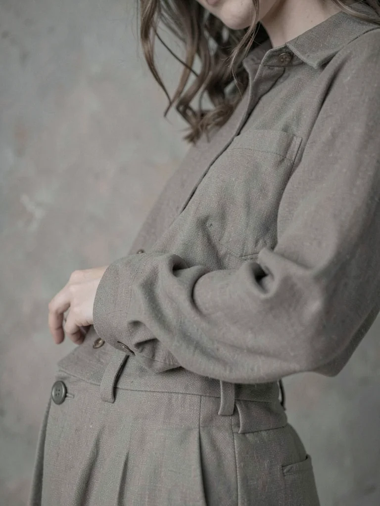Neutral outfit details close-up