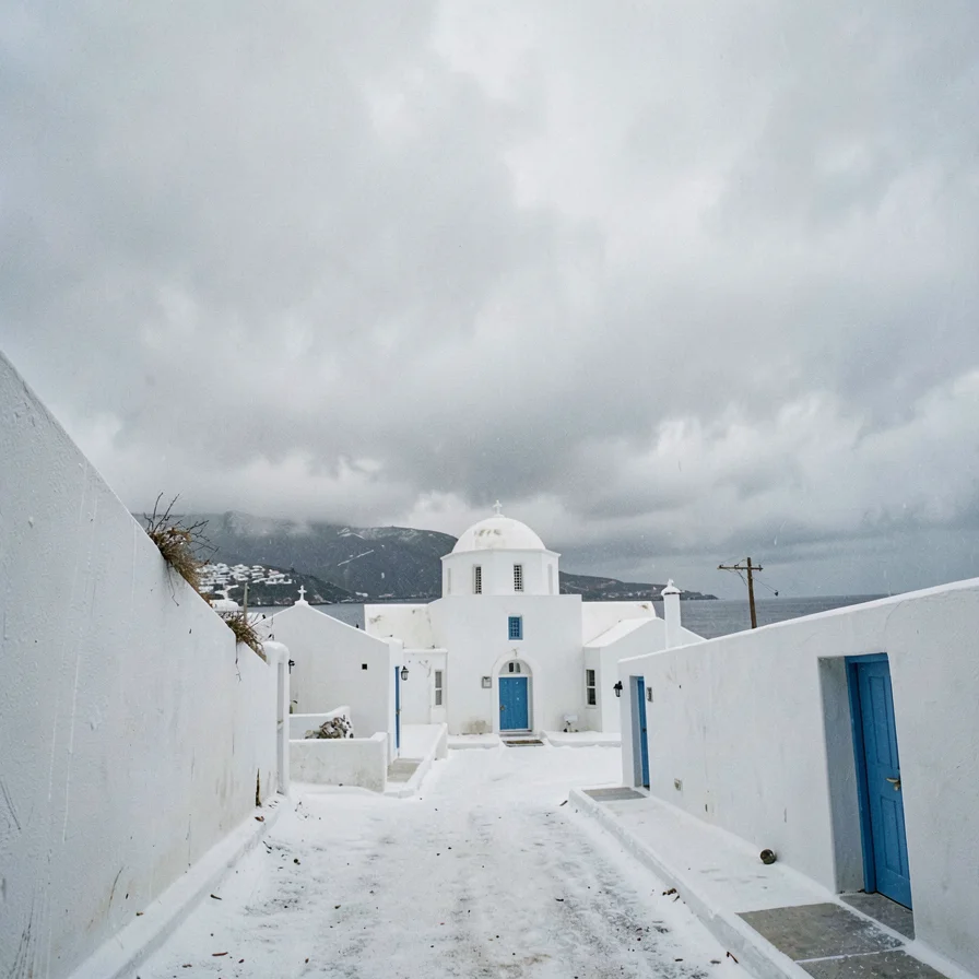 White Church Dome Against Grey Sky