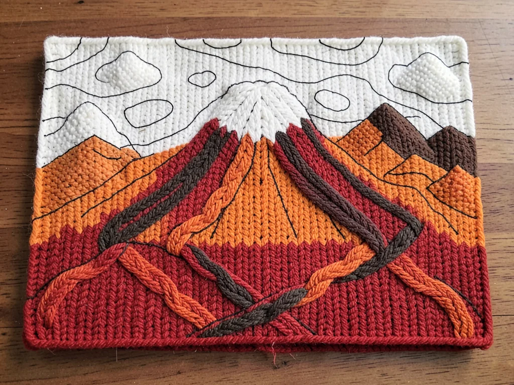 Intarsia Volcano — Lava to Snow Cap in Wool