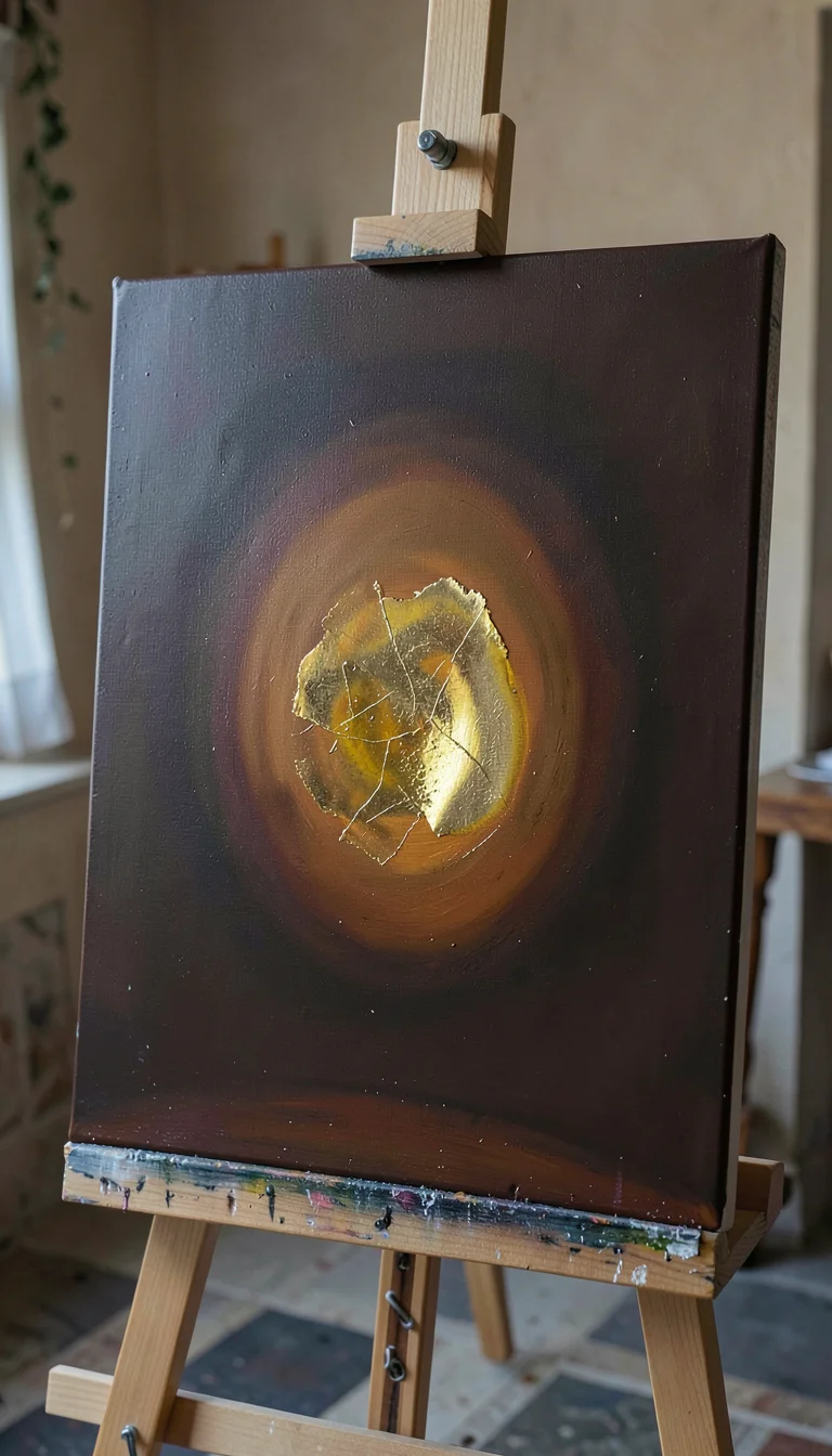 Oil painting on wood panel, luminous and intimate, Tunisian Mediterranean settin