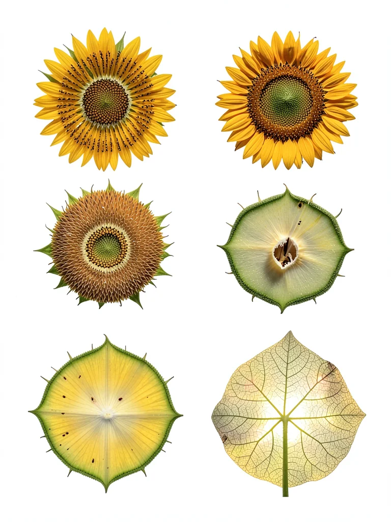 Sunflower Floret Phyllotaxis Spiral Dissection