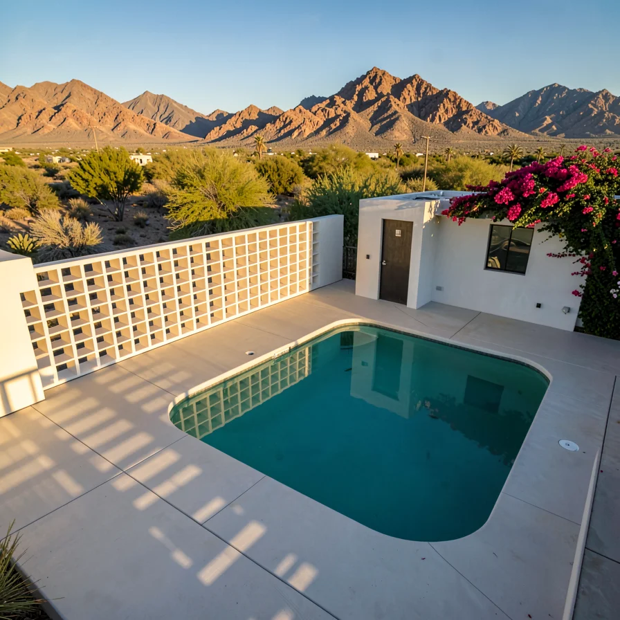 Pool and Screen Wall from Above