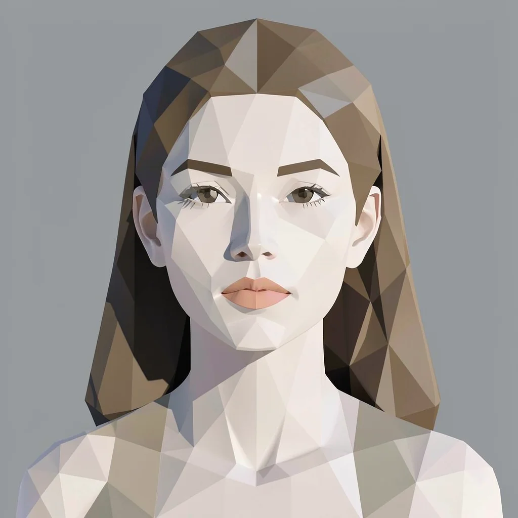 Low-poly illustration, triangulated portrait of woman , faceted geometric surfac