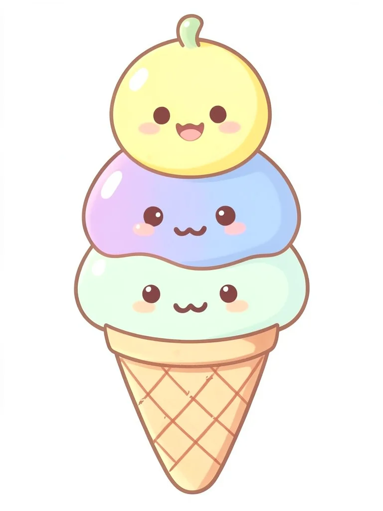 Kawaii triple scoop ice cream