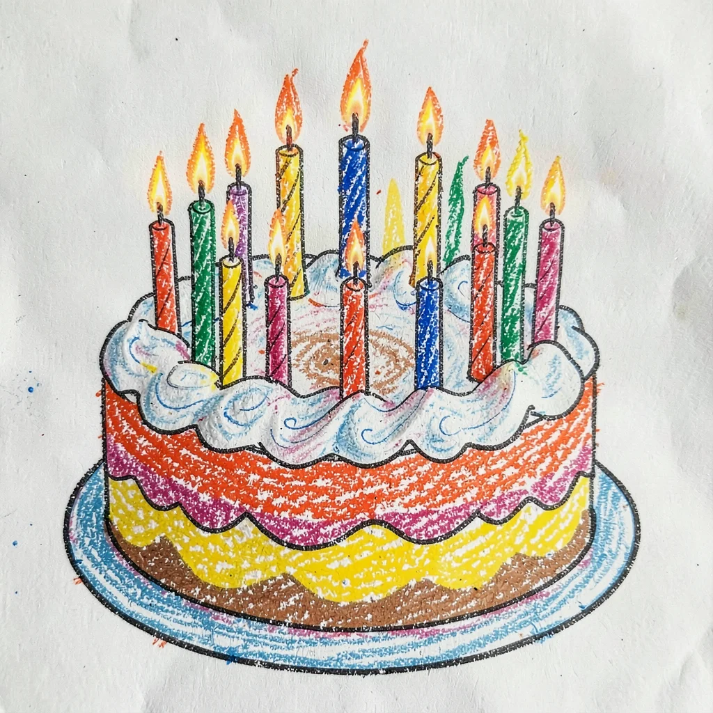 Birthday cake with many candles