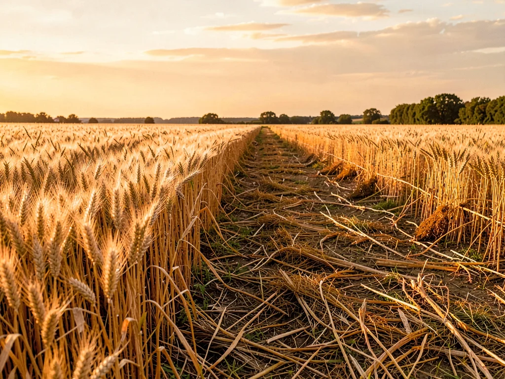 Wheat stubble after harvest in amber tones