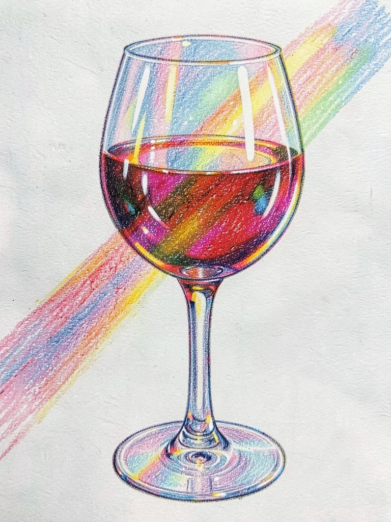 Crystal wine glass catching light