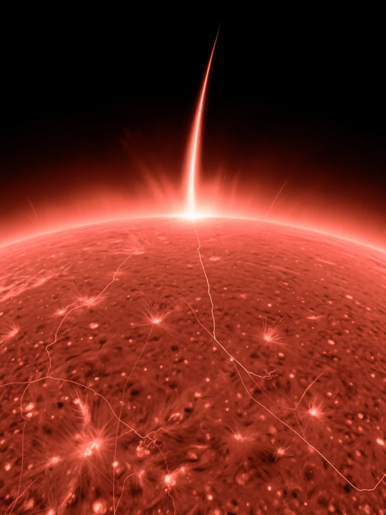 Coronal loop apex, magnetic arch at highest point where plasma is thinnest and h