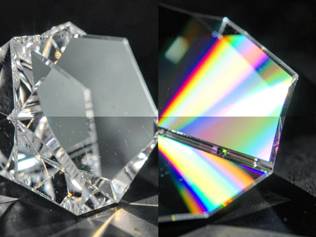 Beveled mirror edge dispersing window light