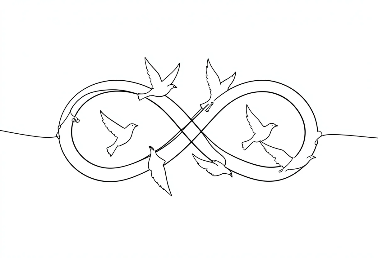 Infinity to birds continuous line