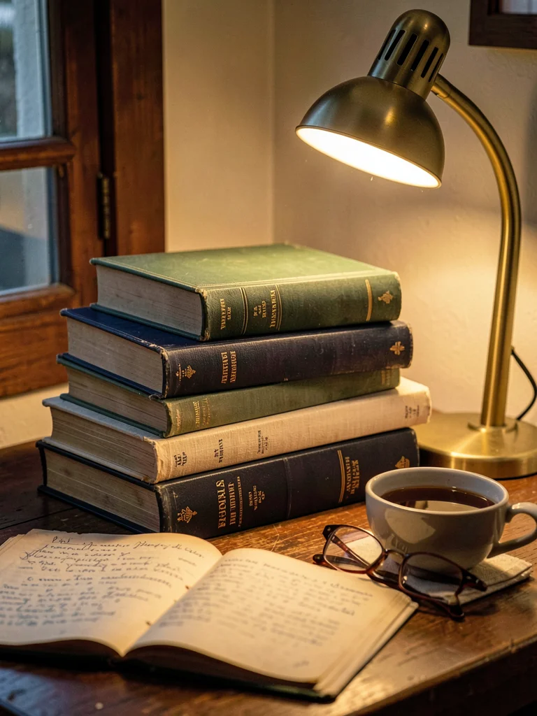 Three books sage navy cream spines with side shadow