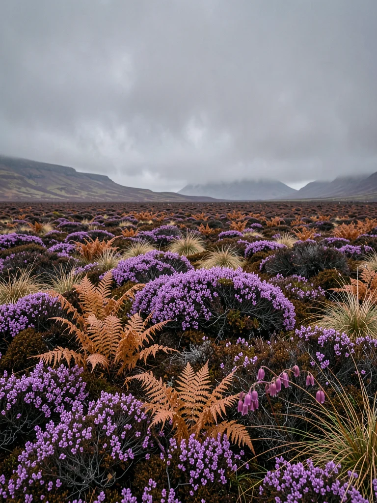 Rust Bracken Among Purple Heather