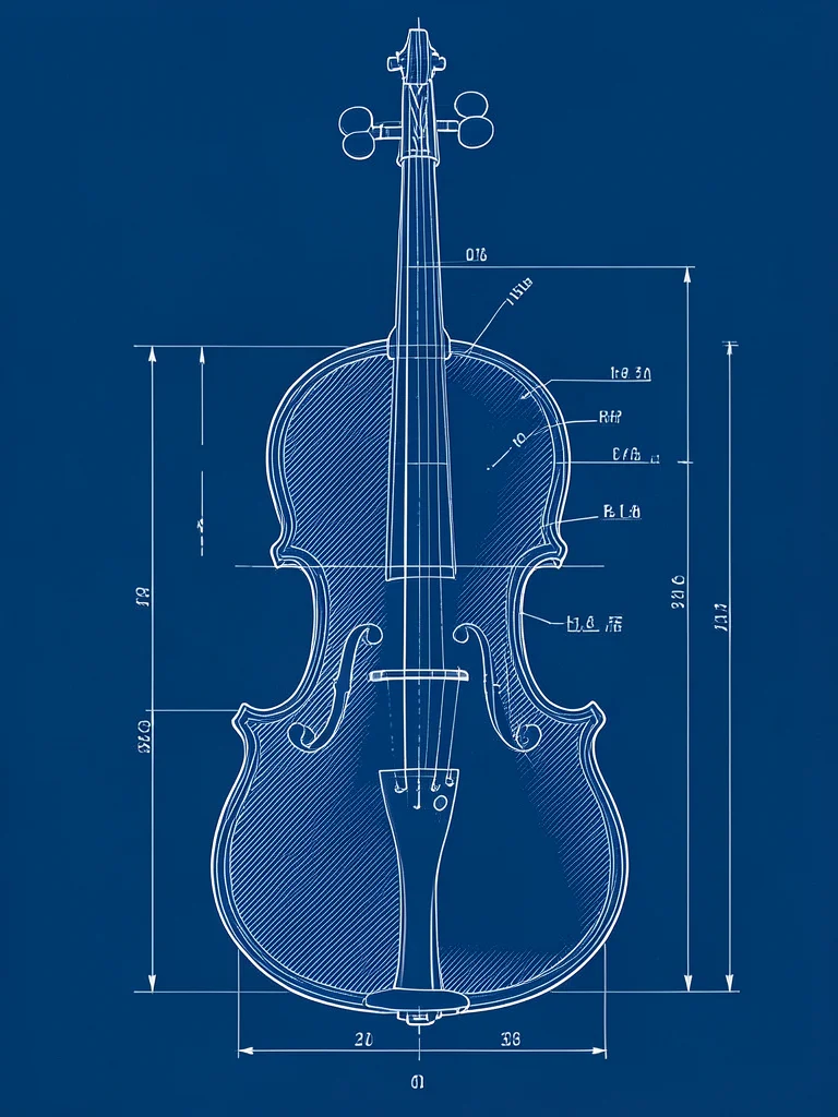 A cutaway of a violin showing the internal structure: bass bar, sound post, carv