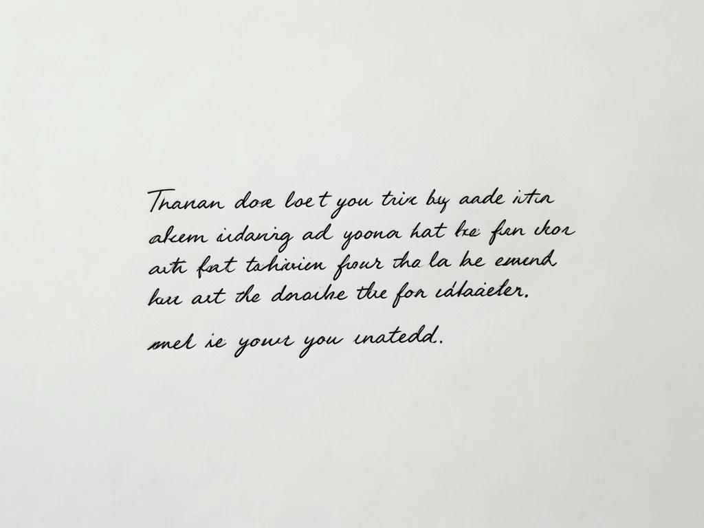 Handwritten letter on paper that transitions to digital text mid-sentence