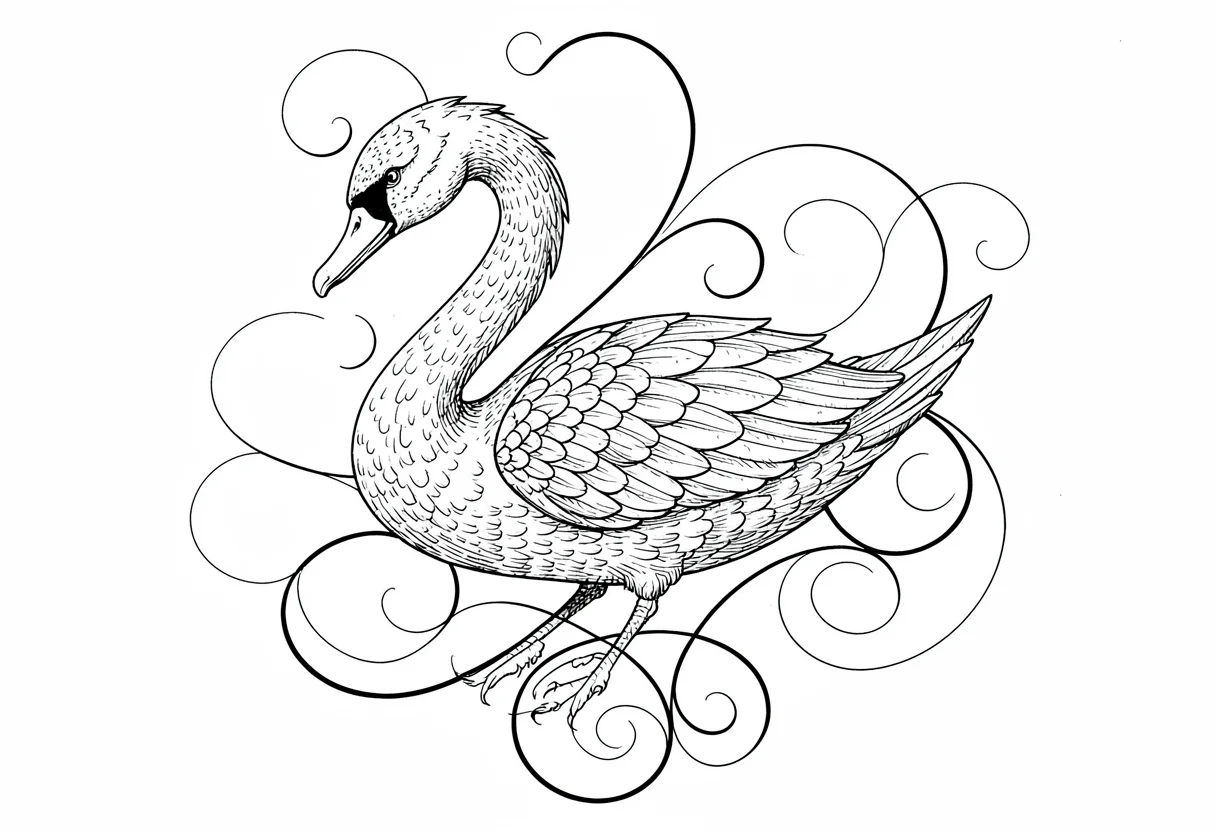 Decorative swan flourished