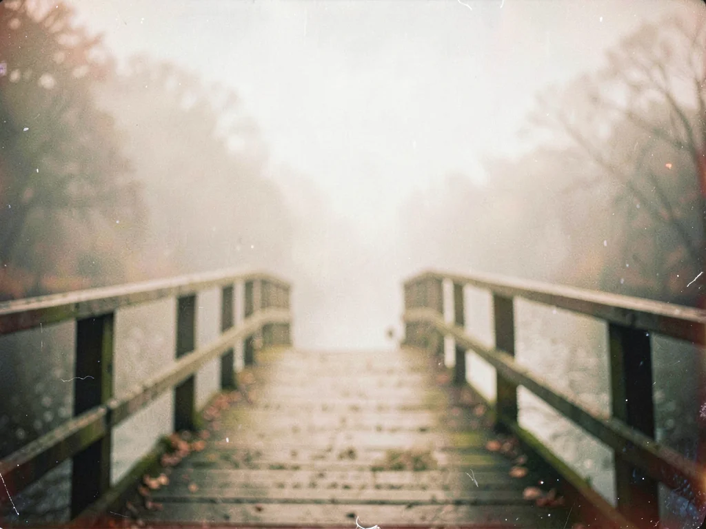 Misty bridge soft romantic treatment